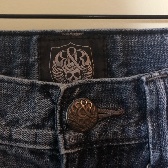 Rock & Republic Dark Distressed Straight Leg Jeans - Picture 6 of 7